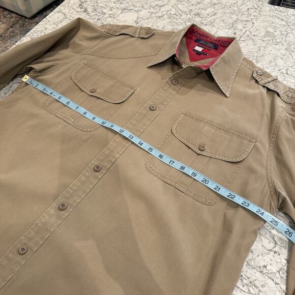 RARE Tommy Hilfiger Outdoor Shirt Mens Size XL Safari Khaki Button Up Utility - Picture 11 of 12